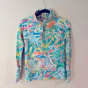 Lily Pulitzer Sweater Women XXS Captain Button Popover Sea Salt Sun Tropical
